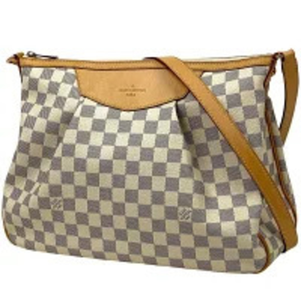 Louis Vuitton Siracusa Crossbody Shoulder Bag Damier Azur White
